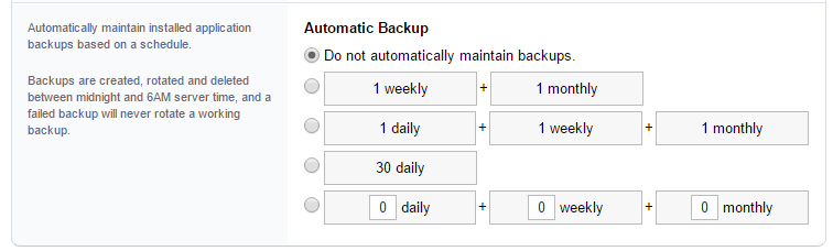 Installatron back-up schema instellen